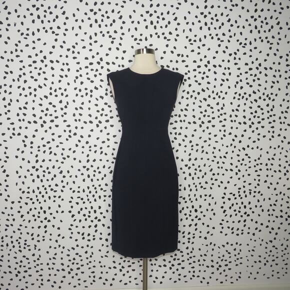 Rebecca Taylor Navy Blue Classic Sleeveless Suit Sheath Dress - Picture 3 of 11
